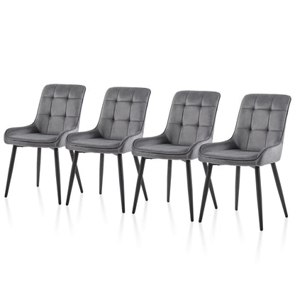 Samt Esszimmerstühle Set 4er – Gepolstert, Grau