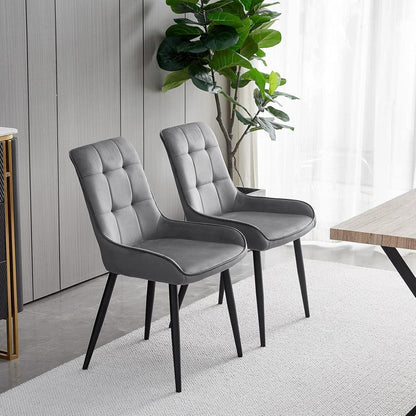 Samt Esszimmerstühle Set 4er – Gepolstert, Grau