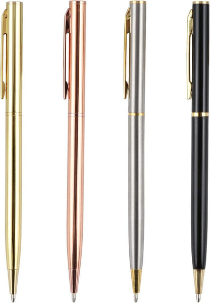 4er Set Metall Kugelschreiber Schwarz Roségold Gold Silber