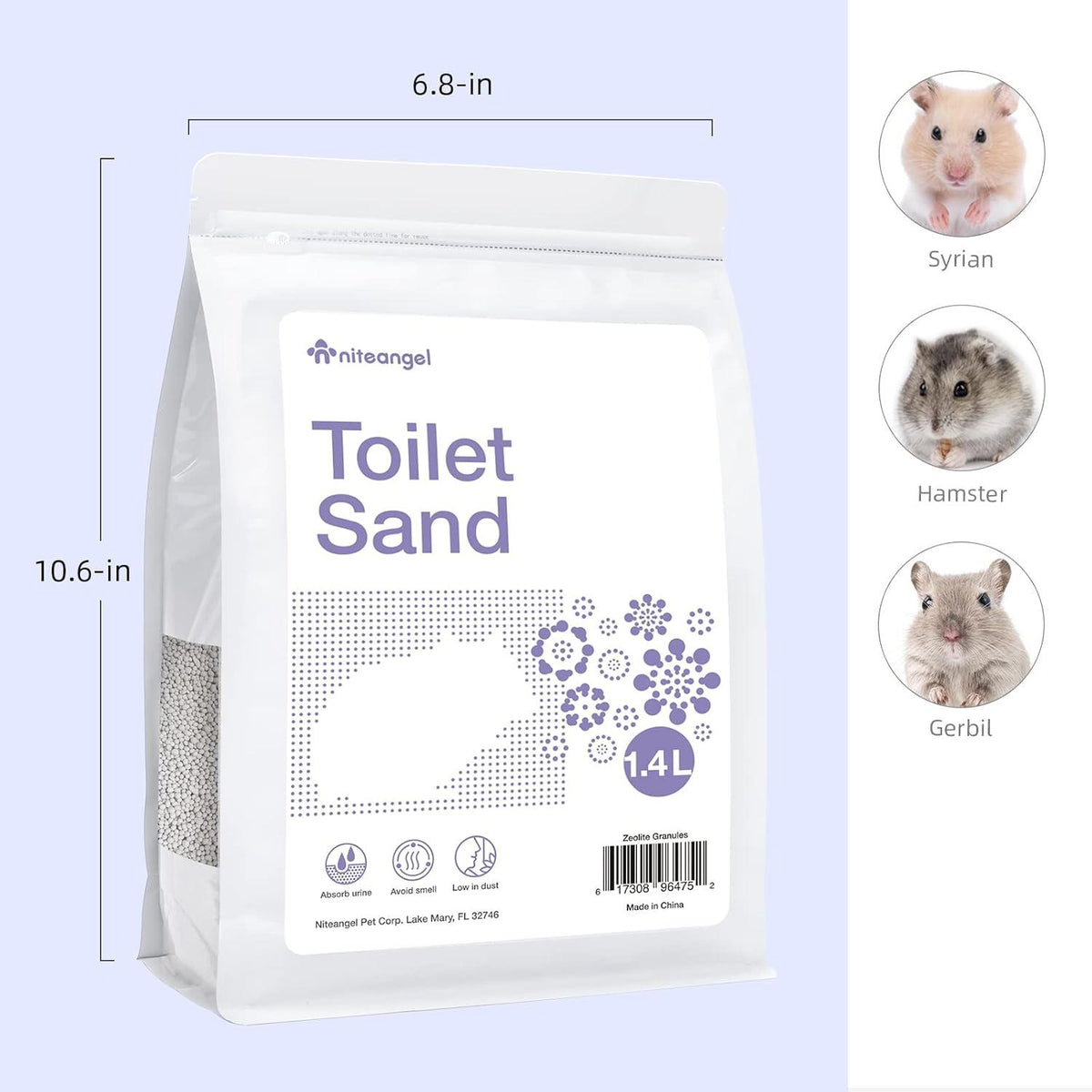 Niteangel Hamster Sandbad Training Streu 1,4L x 2 - Lila
