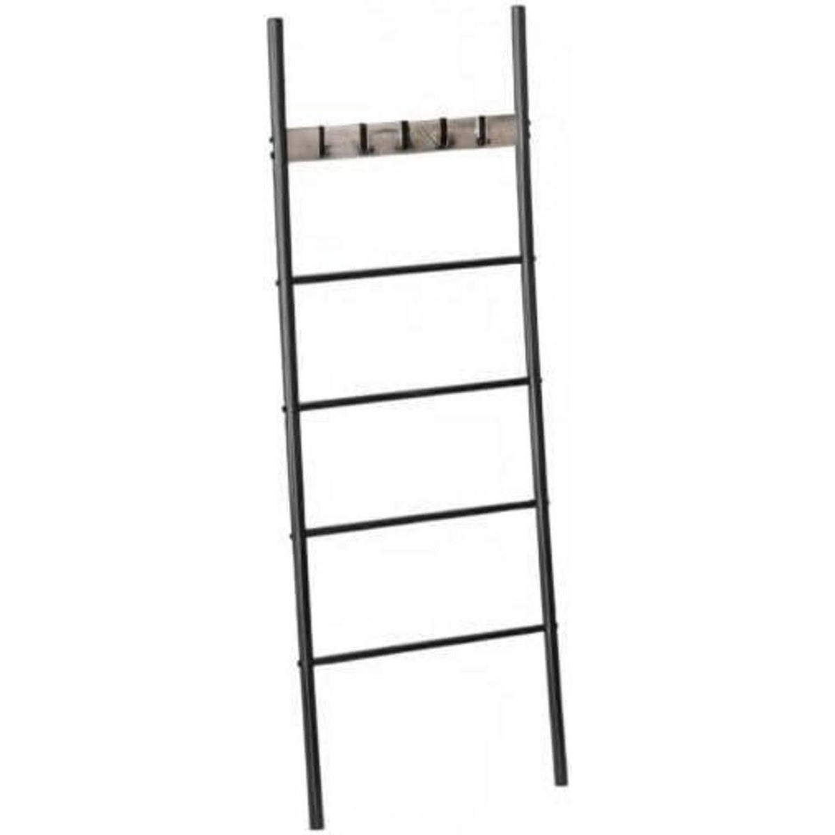 Handtuchleiter mit 5 Haken, Greige + Schwarz