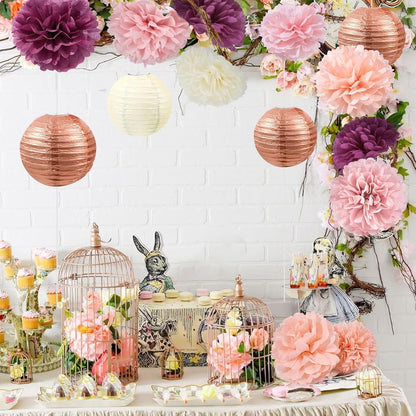 Deko Hochzeit Rosegold Pompons Girlande Einschulung Taufe Kommunion