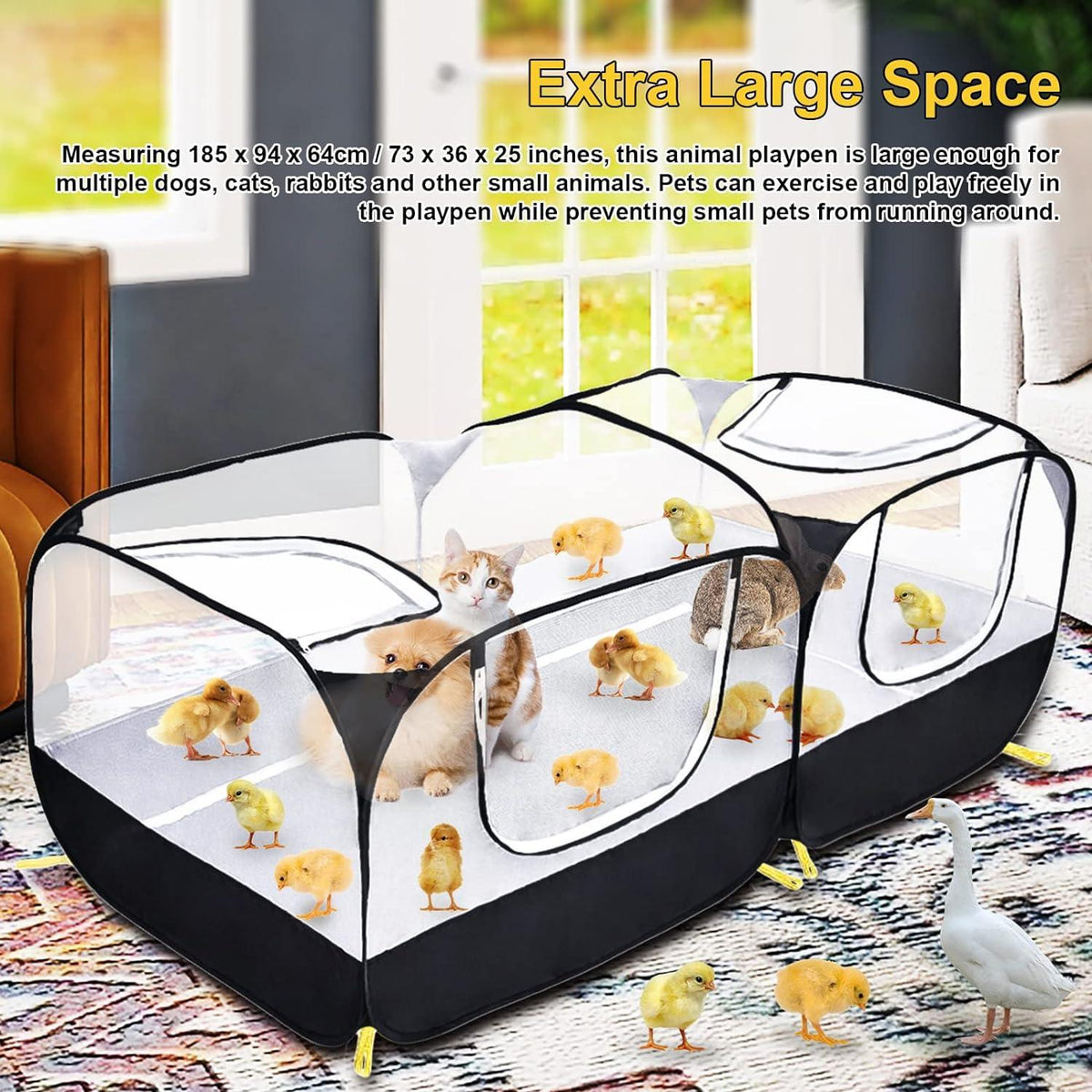 Tierlaufstall Hühnerstall Groß Outdoor Pop-up für Kleintiere