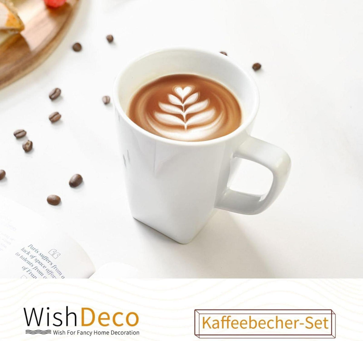 Porzellan Kaffeebecher Set Weiß 400ml 6er - Tassen