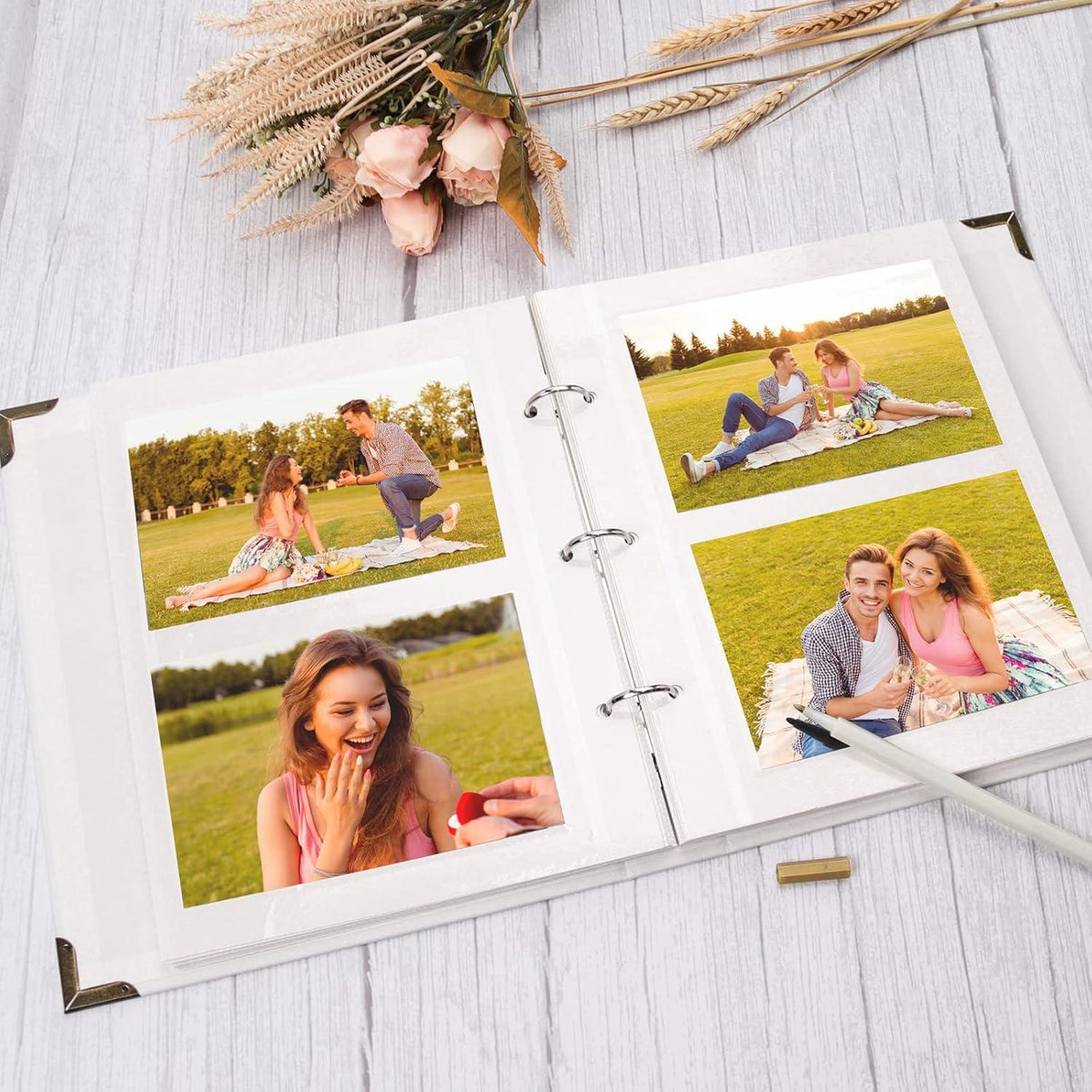 Fotoalbum Selbstklebend 60 Seiten Hardcover Scrapbook DIY Kit 3 Ringe