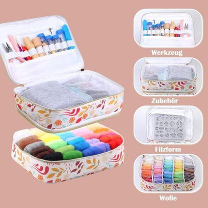 385-teiliges Nadelfilz-Set mit 45 Farben Filzwolle und Zubehör