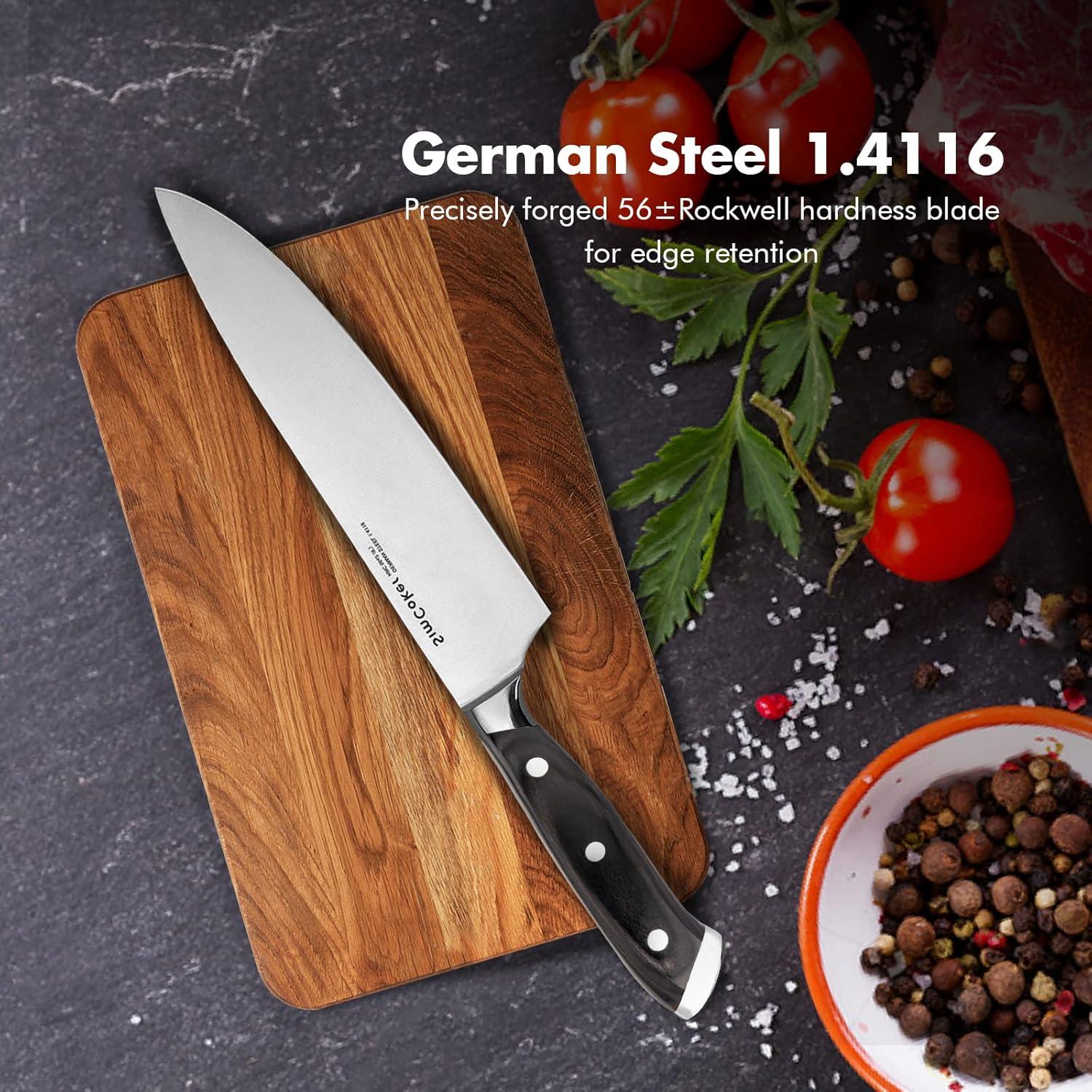 SimCoker Kochmesser Scharf Küchenmesser Fleisch Gemüse 1.4116 Holzgriff