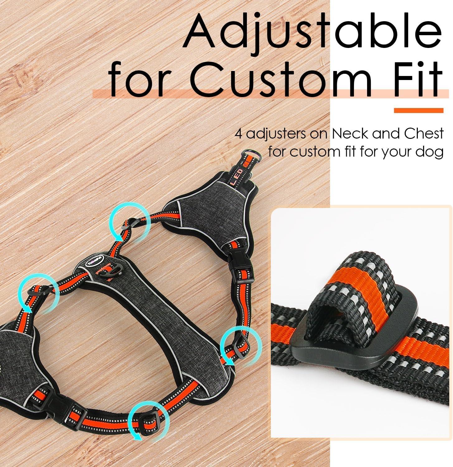 ThinkPet No-Pull Ausbruchsicheres Hundegeschirr Atmungsaktiv Orange M