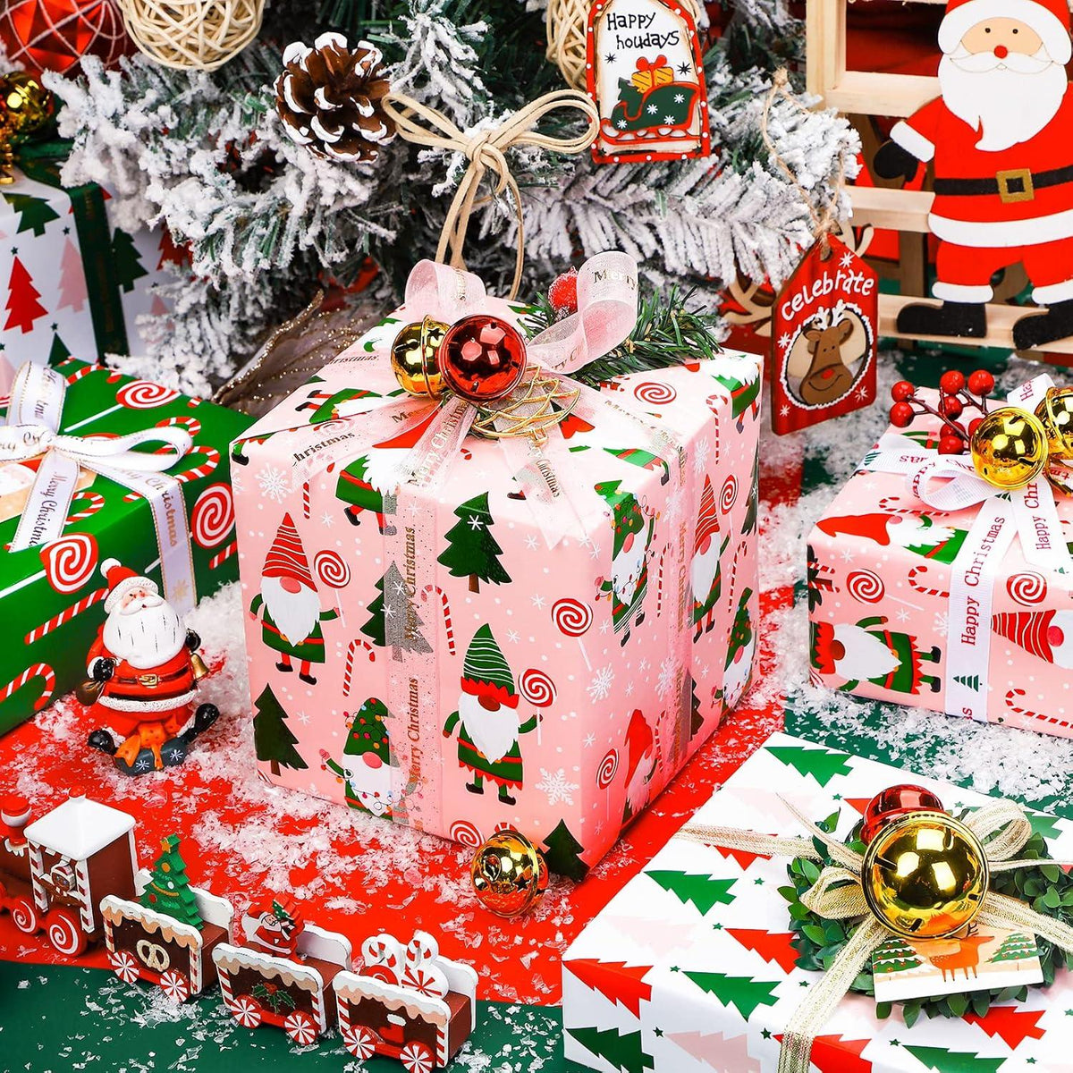 Weihnachts-Geschenkpapierrolle – Weihnachtsdesign – 4 Rollen