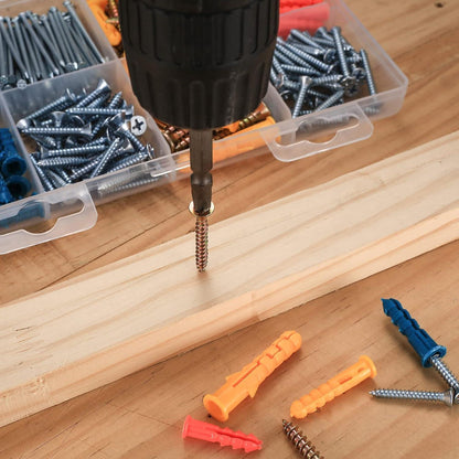 Schrauben und Dübel Sortiment 360 Teile für Holz und Spanplatte