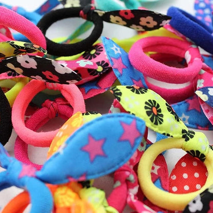 100x Haargummi Scrunchie Damen Kaninchen Hase Haarbänder Set