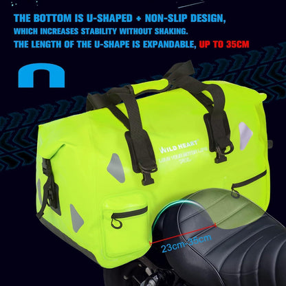 Wasserdichte Motorrad-Hecktasche 70L – Leuchtendes Grün