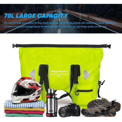 Wasserdichte Motorrad-Hecktasche 70L – Leuchtendes Grün