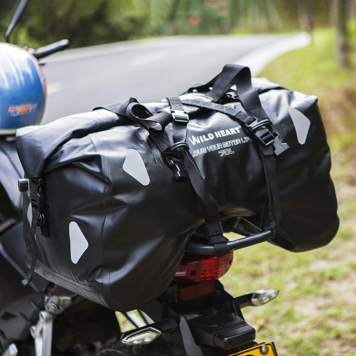 Wasserdichte Motorrad-Hecktasche 70L mit Seilriemen