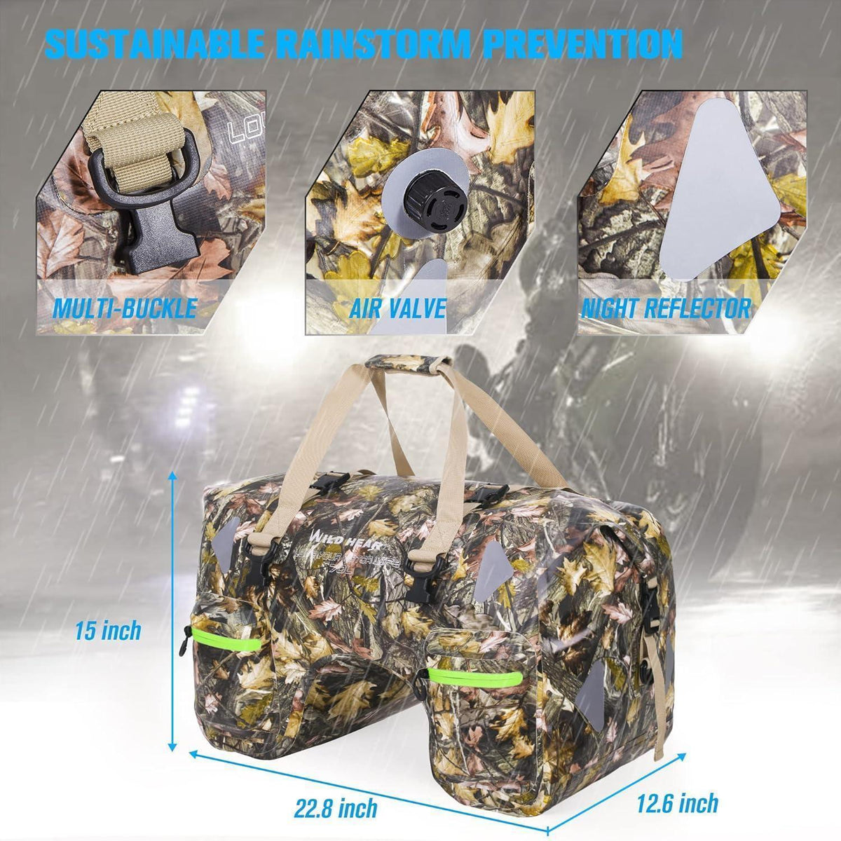 Wasserdichte Motorrad-Hecktasche 70L mit Seilriemen