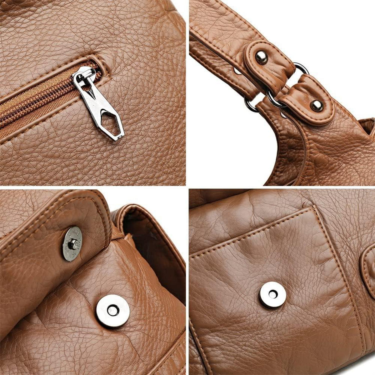 Damen Hobo Handtasche PU-Leder Vintage Schultertasche Retro Khaki