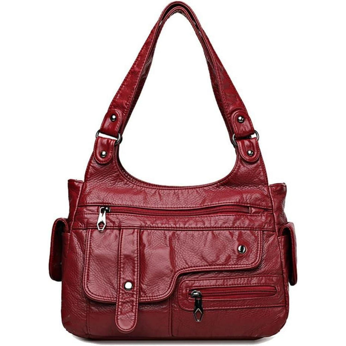 Damen Hobo Handtasche Rot in Lederoptik