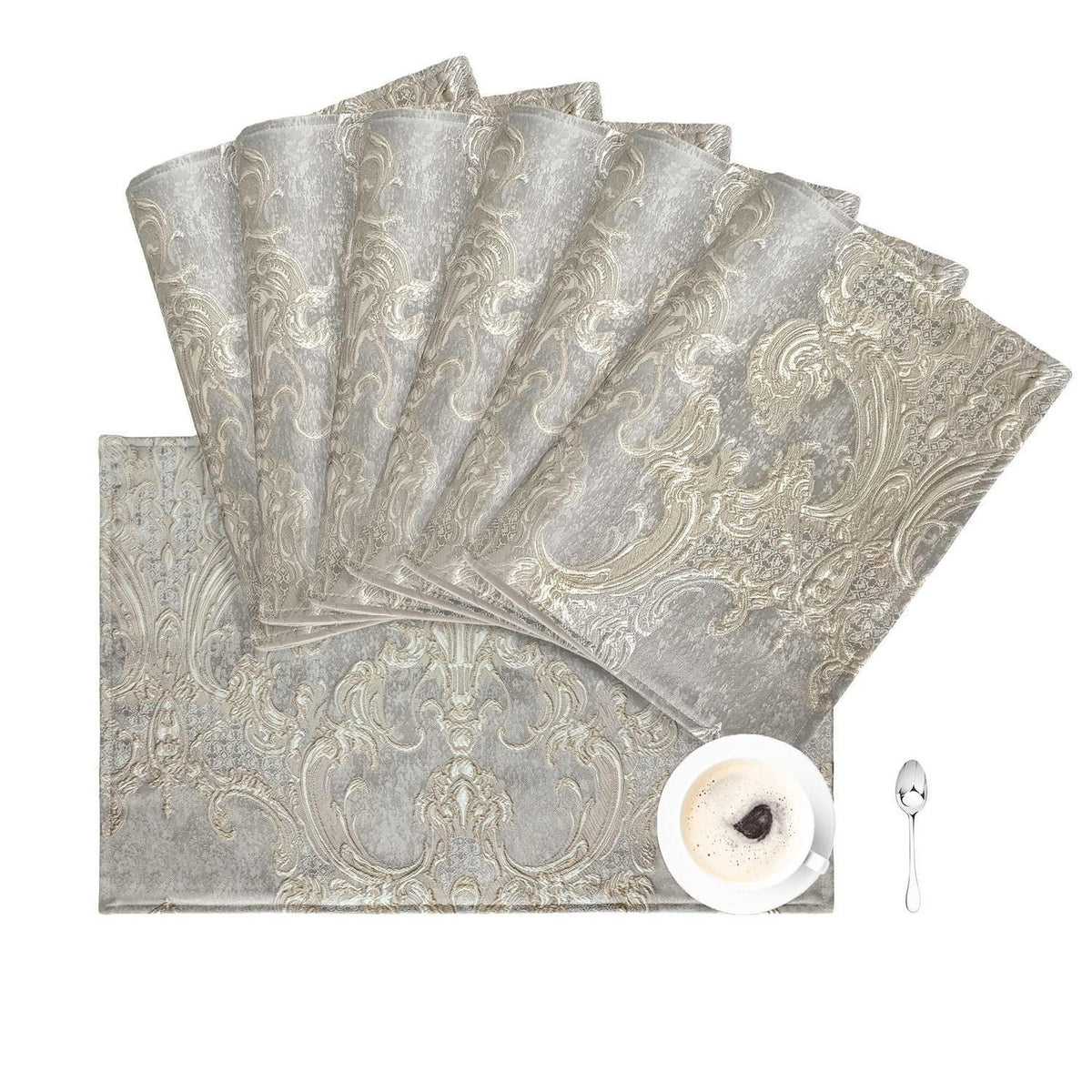 Platzsets 6er Set Hellgrau | Abwaschbare Tischsets 30x45cm