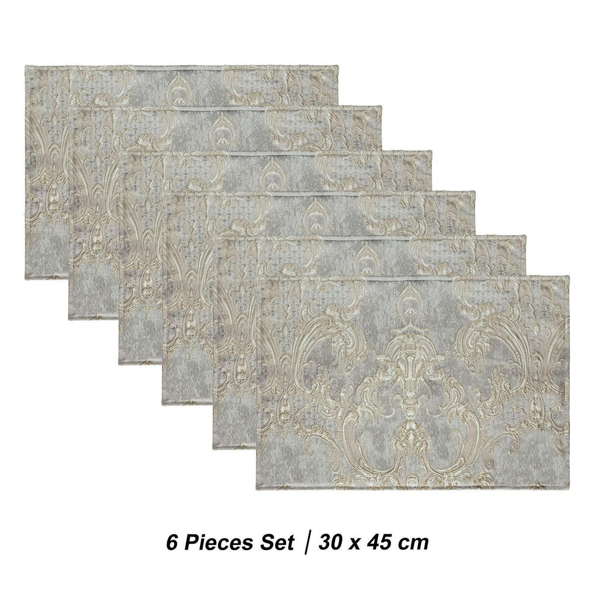 Platzsets 6er Set Hellgrau | Abwaschbare Tischsets 30x45cm