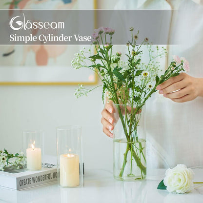 Glasseam Deko Vasen Set Glaszylinder Tischdeko 3 Stück 15/20/25cm Höhe