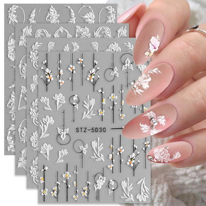 3D Nagelsticker Frühling Blume - Selbstklebende Nail Art Dekoration