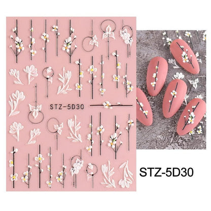 3D Nagelsticker Frühling Blume - Selbstklebende Nail Art Dekoration