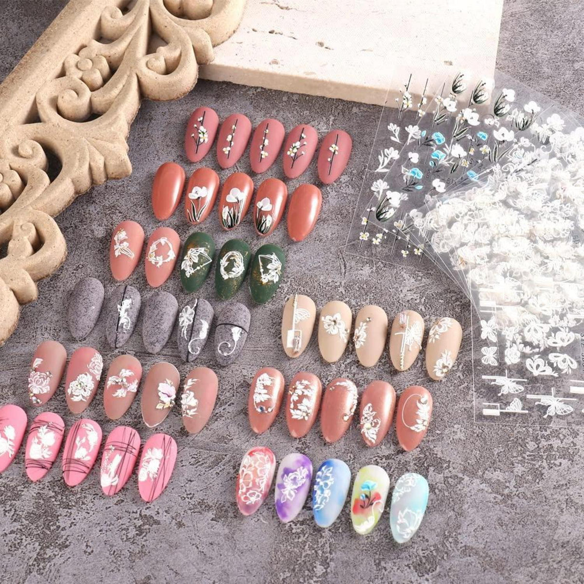 3D Nagelsticker Frühling Blume - Selbstklebende Nail Art Dekoration