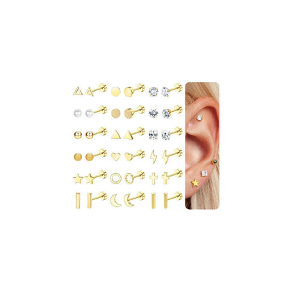 18 Paar Ohrstecker Set Damen Herren | Edelstahl Piercings Helix Tragus
