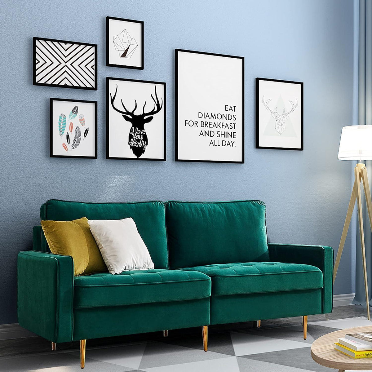Modernes Samt Sofa 2-Sitzer Smaragdgrün – Bequem & Pflegeleicht