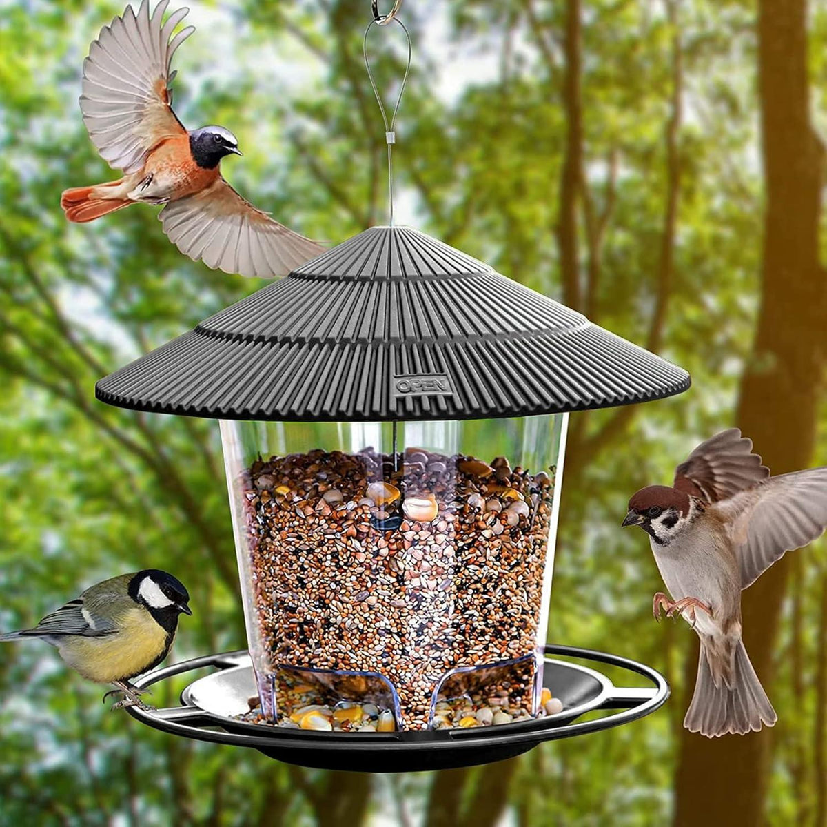 Vogelfutterhaus zum Aufhängen, Futterhaus für Wildvögel, Wetterfest