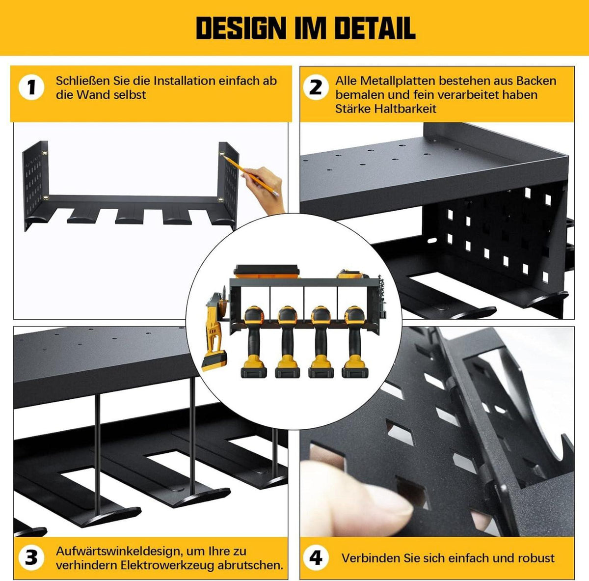 Werkzeugspeicher Wandhalterung Akku Bohrerhalter Organizer