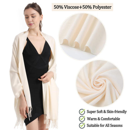 Pashmina Stola und Schal für Damen, weich und vielseitig, Creme