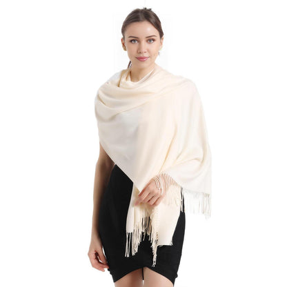Pashmina Stola und Schal für Damen, weich und vielseitig, Creme