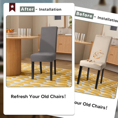 Stuhlhussen 6er-Set Stretchbezüge Taupe – Modern & Pflegeleicht