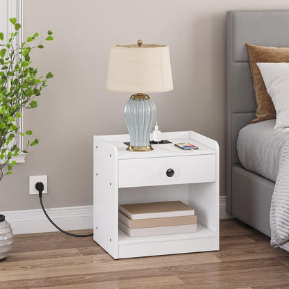 Nachttisch mit Ladestation USB-Anschlüsse Schublade