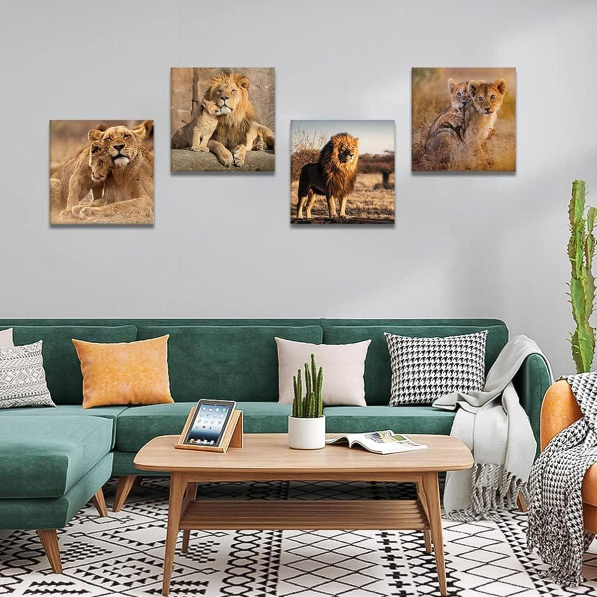 Löwenfamilie Leinwandbilder 4-teilig 30x30cm Wandbild