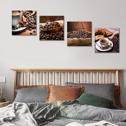 Leinwandbild Kaffeebohnen Kaffee Motiv 30x30cm Küche Wohnzimmer Bad