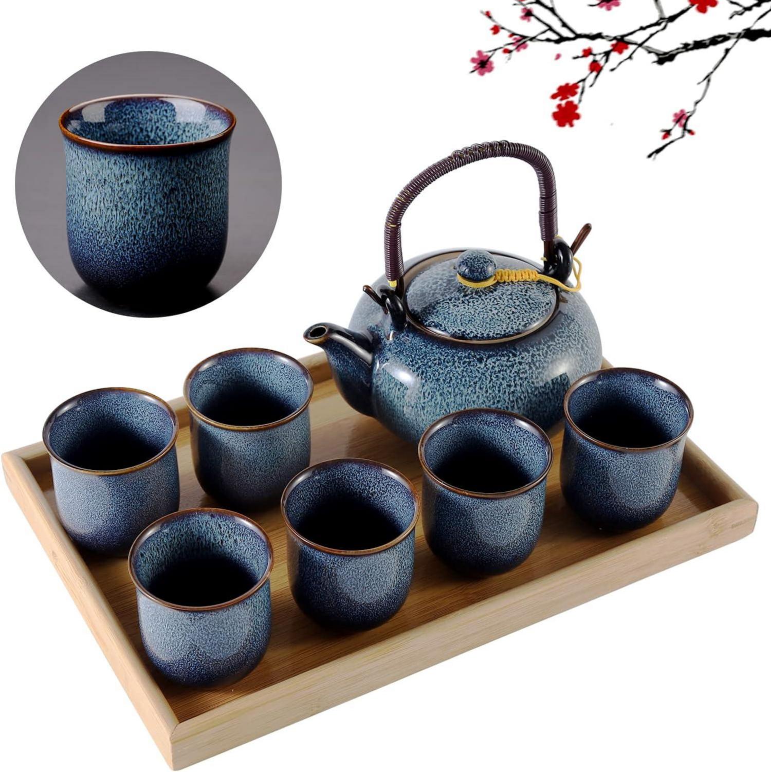 Japanisches Porzellan Teeservice Set in Hellblau - Hochwertiges