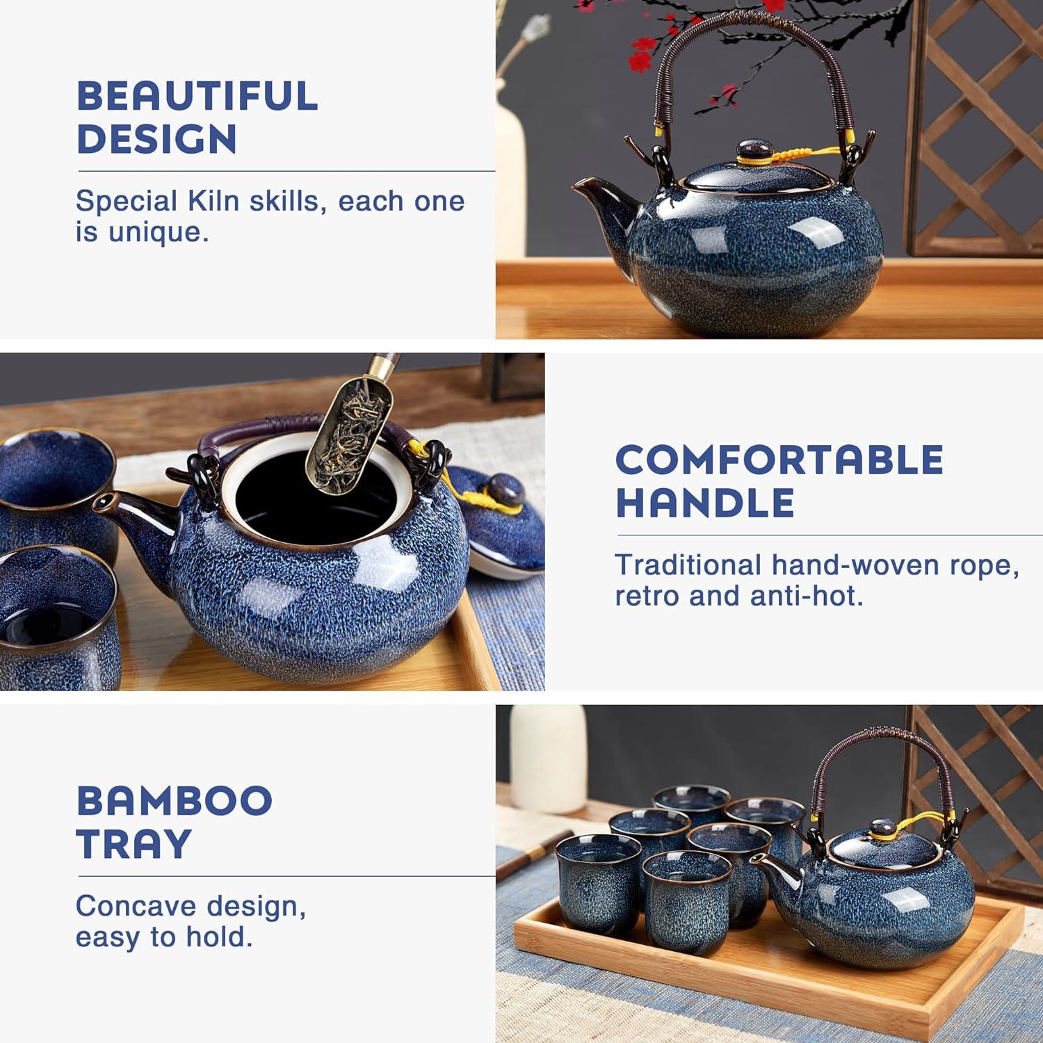 Japanisches Porzellan Teeservice Set in Hellblau - Hochwertiges
