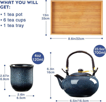 Japanisches Porzellan Teeservice Set blau