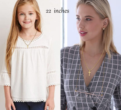 Herren Kreuzkette Edelstahl Gold Schwarz 18 Zoll