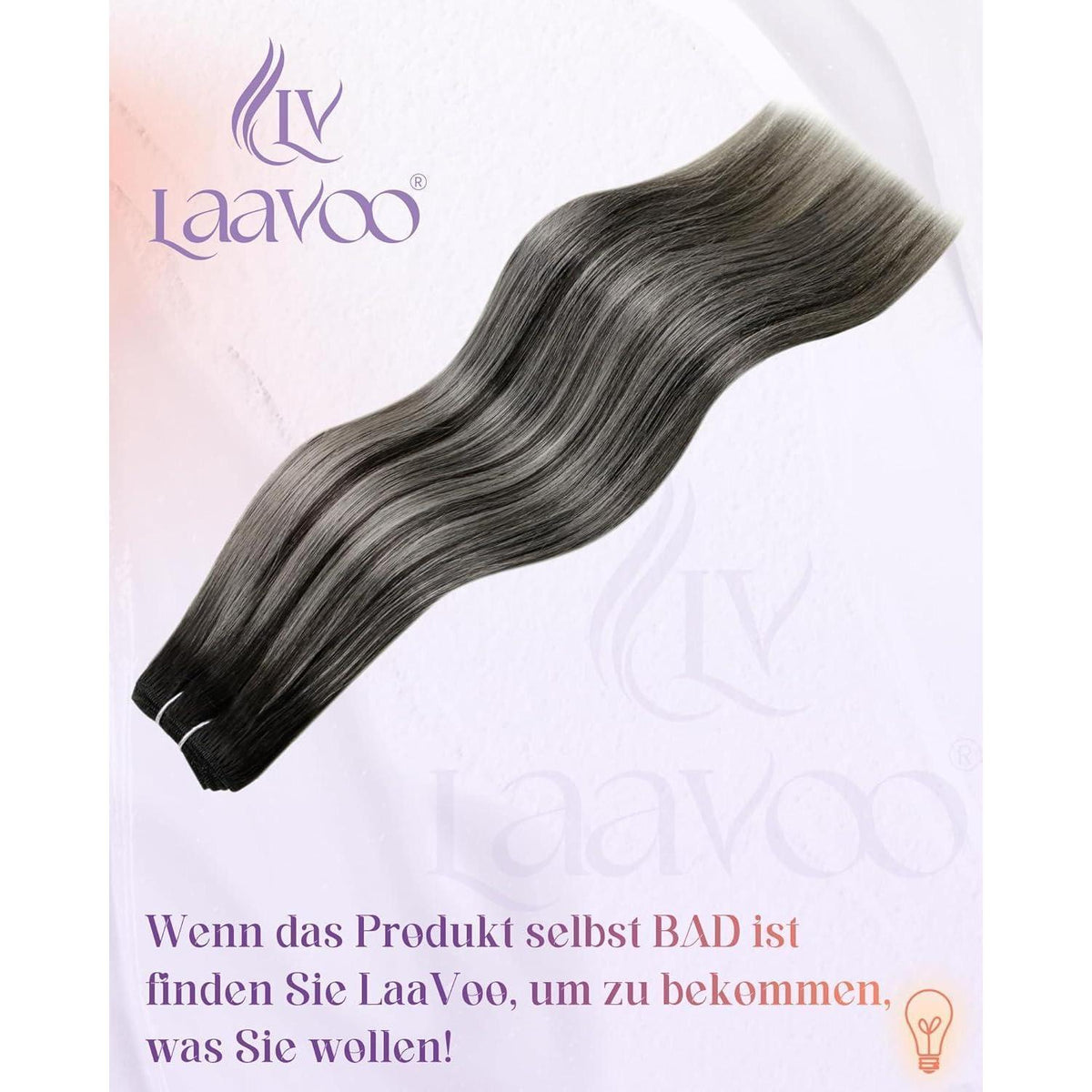 Echthaar Tressen Balayage Schwarz Silber 55cm - 100g