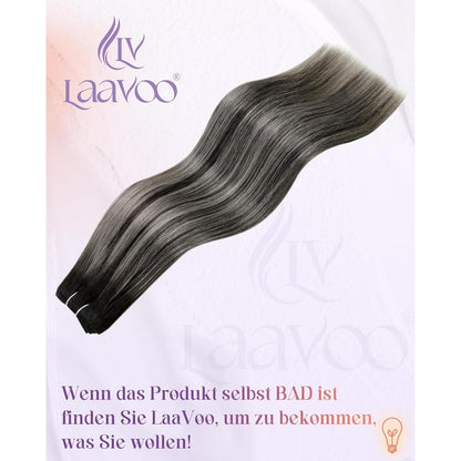 Echthaar Tressen Schwarz Ombre Silber 40cm - 100g