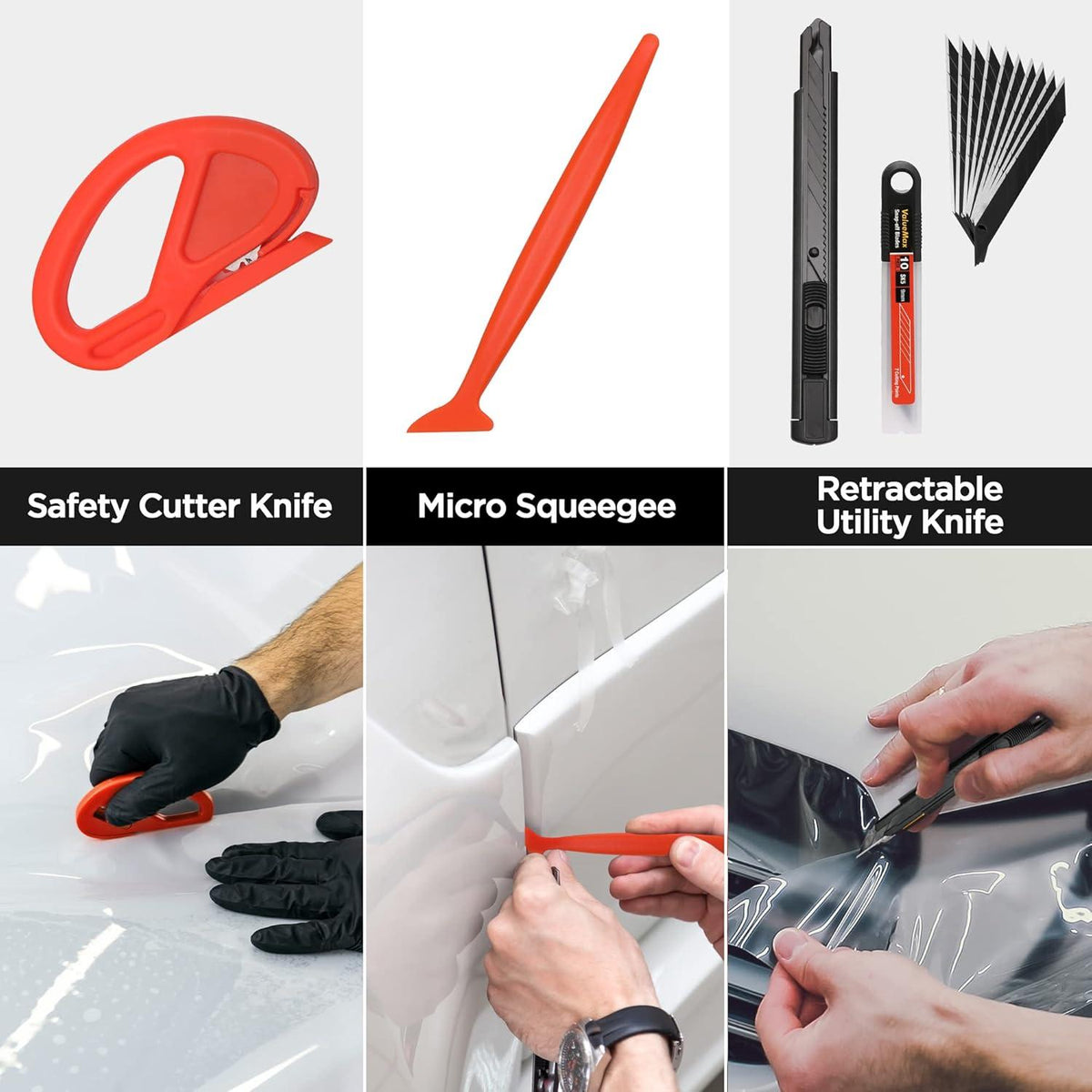 Autofolien Tönungsfolie Set, Werkzeug Kit, Rakel Schaber Messer 10