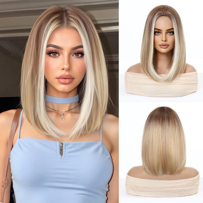 14 Zoll Bob Perücke Ombre Blonde mit Braunen Wurzeln