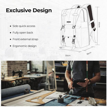 Kamerarucksack 20L mit Laptopfach & Regenschutz – Schwarz/Grau