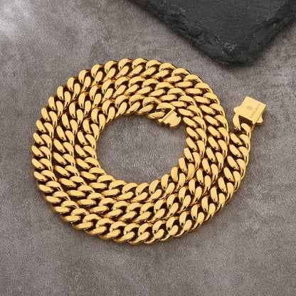 Gold Panzerkette Herren 14mm Cuban Link Chain Edelstahl Hip Hop Kette