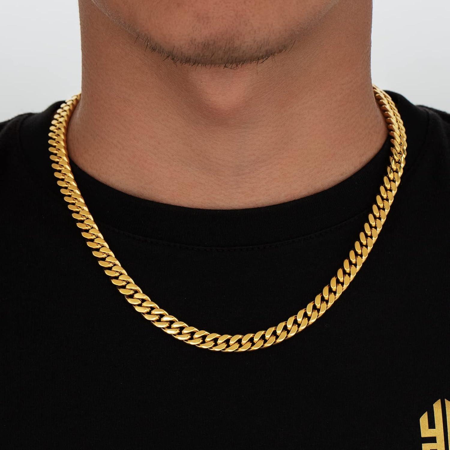 KRKC&CO Panzerkette Herren 18K Gold Cuban Link Chain 45.7cm 8mm