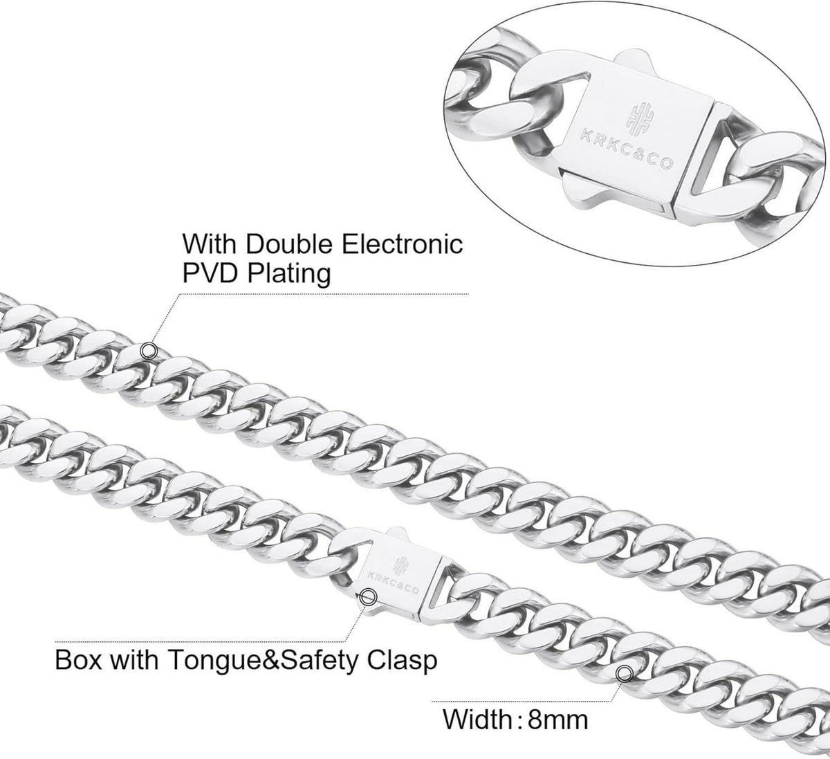Panzerkette Herren 18K Gold/Weißgold Cuban Link Chain