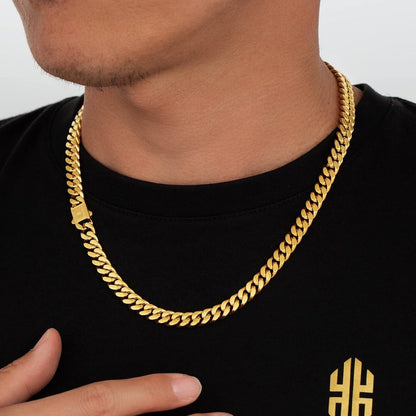Panzerkette Herren 18K Gold Kubanische Link Chain 8mm 50.8cm
